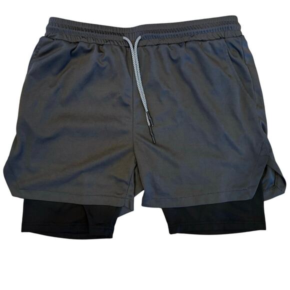 Men's 2 in 1 Athletic Shorts Surenow Sports Drawstring Mesh Lining Size XL - Picture 1 of 3